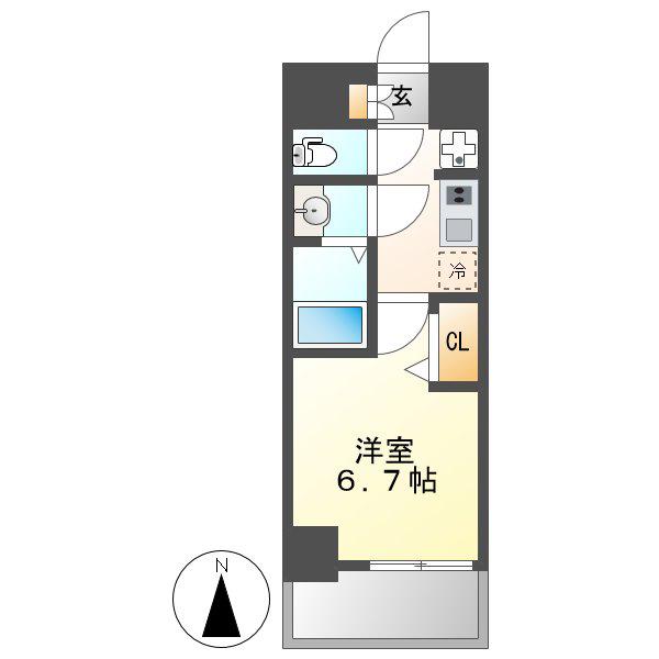 エステムコート名古屋グロース(1K/2階)の間取り写真