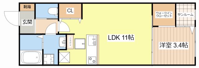 イオ・リアン安曇川(1LDK/1階)の間取り写真