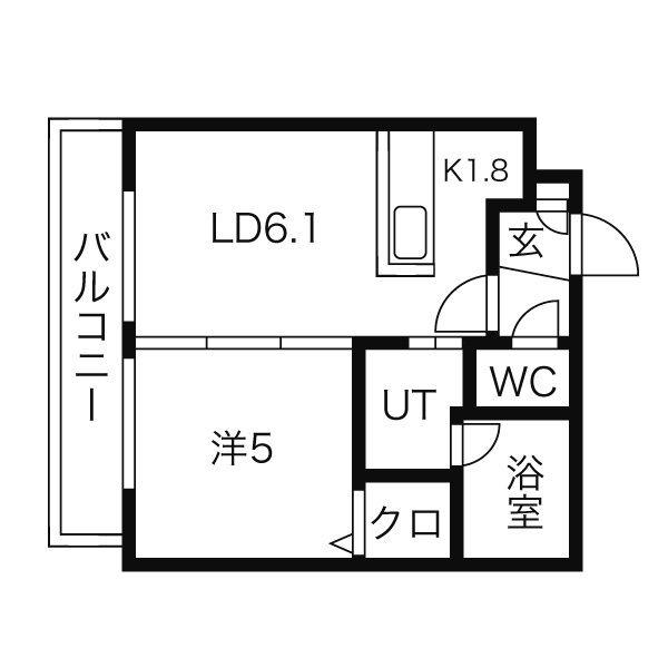 ブランノワール宮の森(1DK/4階)の間取り写真