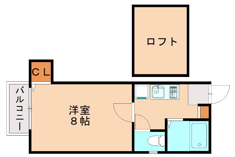 サンライズガーデン博多II(1K/1階)の間取り写真