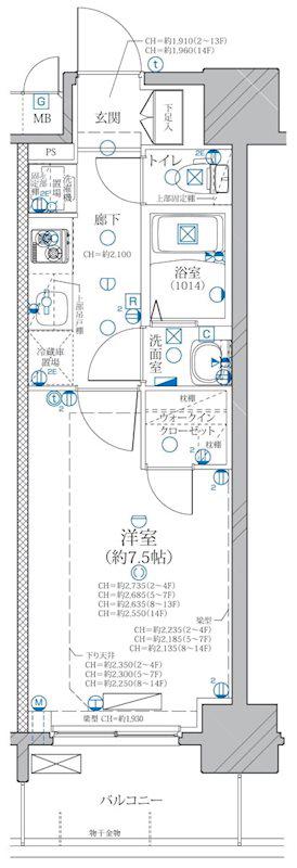 ディアレイシャス名古屋ステーション(1K/13階)の間取り写真