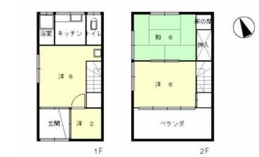 京町マンション(3SK/1階)の間取り写真