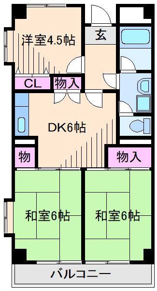 第5秋山エンタービル(2LDK/4階)の間取り写真