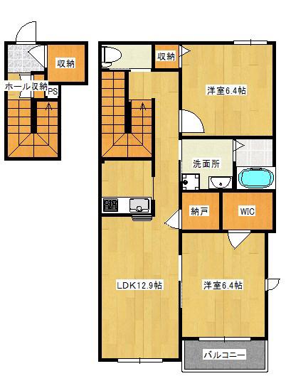フルール エスぺランス(2LDK/2階)の間取り写真