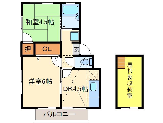 カーサ別府(2DK/2階)の間取り写真
