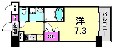 エヴァステージ神戸六甲(1K/3階)の間取り写真