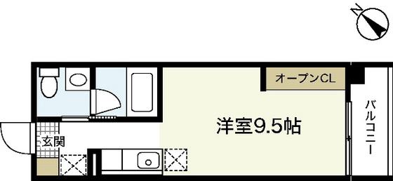 エスタディオII(ワンルーム/3階)の間取り写真