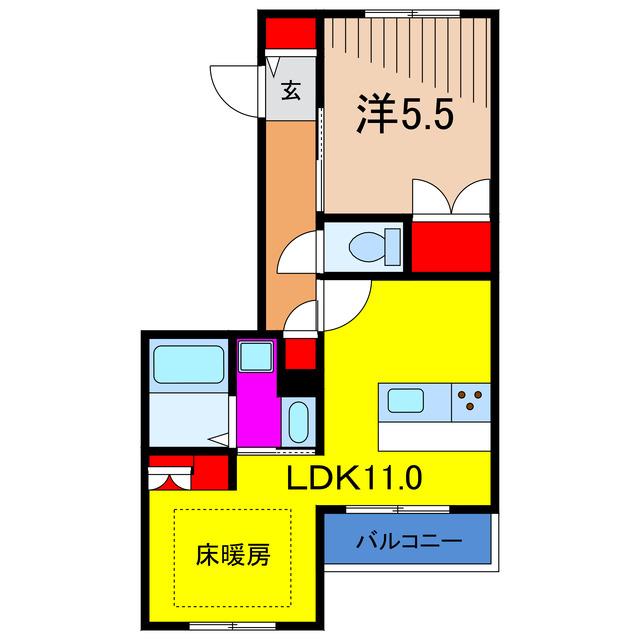 足立区中川3丁目メゾン(1LDK/3階)の間取り写真