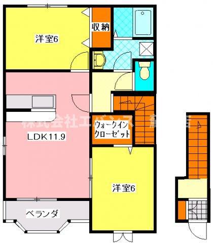 パークサイド水草(2LDK/2階)の間取り写真