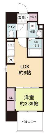 ヴィラ博丈昭和町(1LDK/9階)の間取り写真