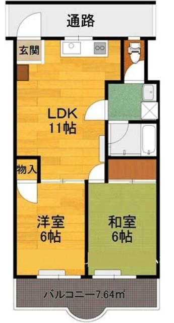 CASA YAMANA A(2LDK/2階)の間取り写真