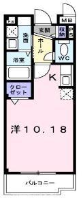 プログレNA(ワンルーム/3階)の間取り写真