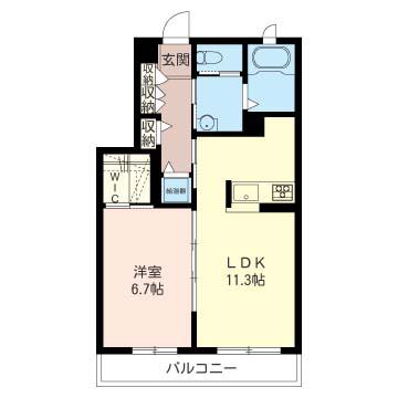 WELL FIELDS(1LDK/1階)の間取り写真