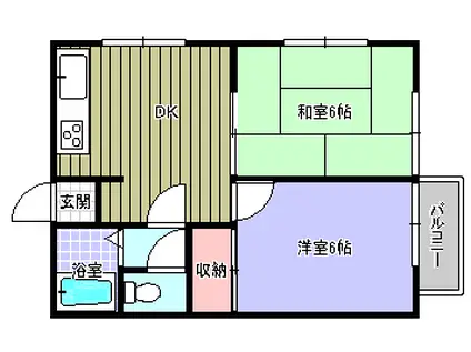 メゾンヒロ(2DK/2階)の間取り写真
