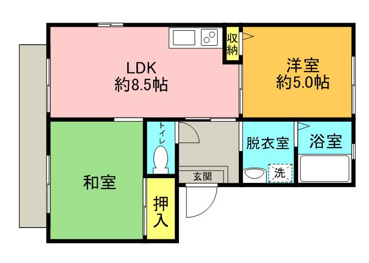 ボンヌシャンス(2LDK/1階)の間取り写真