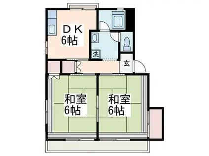 ホワイトサンプラザ(2DK/2階)の間取り写真