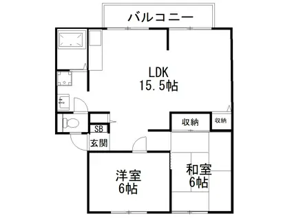 サンアレイ下野 VI棟(2LDK/1階)の間取り写真