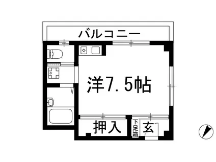 FKハイツ大和(ワンルーム/3階)の間取り写真