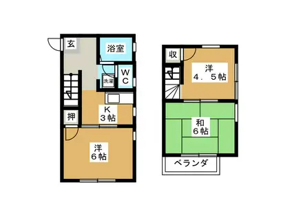 戸塚テラスハウス(3K/1階)の間取り写真
