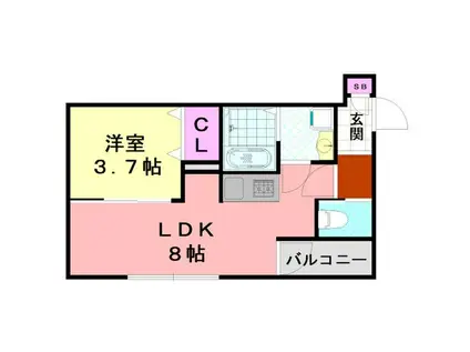 H-MAISON加美正覚寺Ⅸ(1LDK/2階)の間取り写真