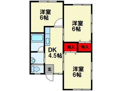 メゾンサクラA棟(3DK/2階)の間取り写真
