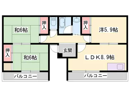 野里マンション(3LDK/5階)の間取り写真