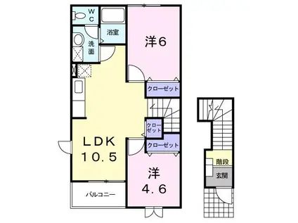 アメニティ横須賀(2LDK/2階)の間取り写真