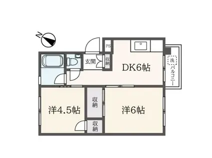 元住吉コート(2DK/1階)の間取り写真