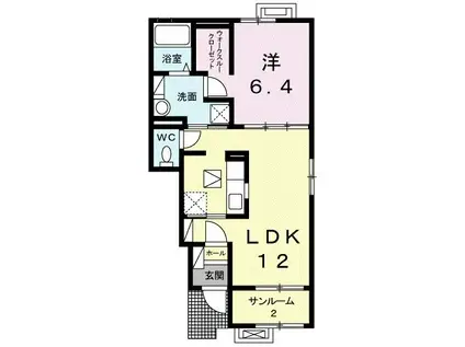 ドムス・ウィスタリアIII(1LDK/1階)の間取り写真