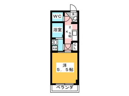 ハイツヤマト(1K/2階)の間取り写真