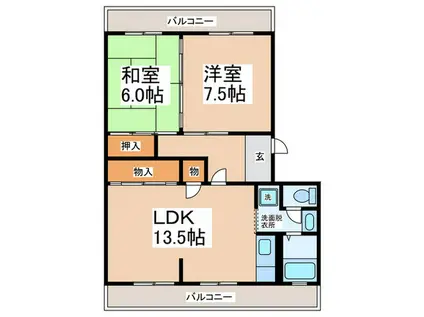 サンライズマンション(2LDK/3階)の間取り写真