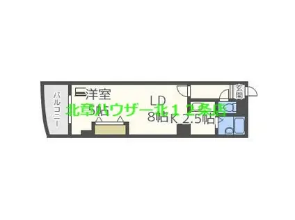 ミラバ札幌中央(1LDK/4階)の間取り写真