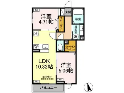 グラナーデ加賀(2LDK/3階)の間取り写真