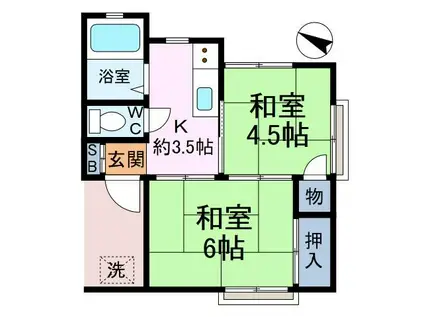 コーポ森川(2K/2階)の間取り写真