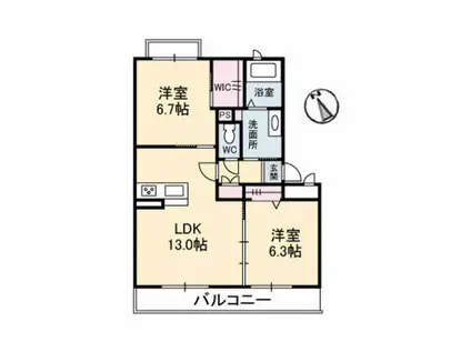 シャーメゾン スマイル(2LDK/3階)の間取り写真
