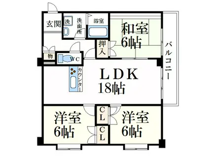第2岡崎マンション(3LDK/2階)の間取り写真