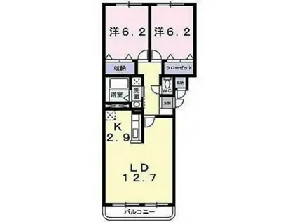 ジェルメ吉川町(2LDK/1階)の間取り写真