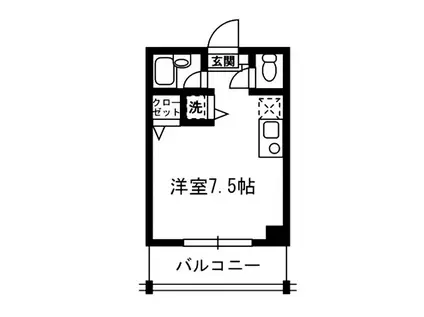 クリエ笹塚(ワンルーム/4階)の間取り写真