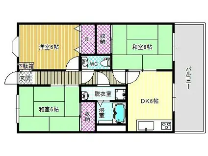 麻野マンションA棟(3DK/2階)の間取り写真