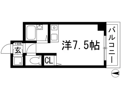 クリヨン宝塚(ワンルーム/1階)の間取り写真