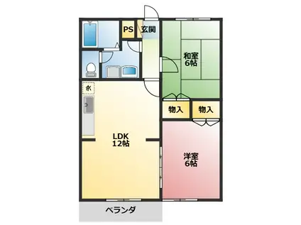 コーポリリーIII(2LDK/2階)の間取り写真