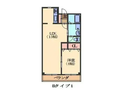 ステイツ城山(1LDK/2階)の間取り写真