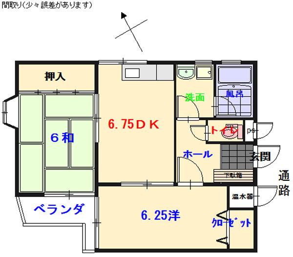 ソレイユ(2DK/1階)の間取り写真