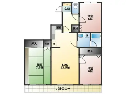 ドエリング(3LDK/3階)の間取り写真
