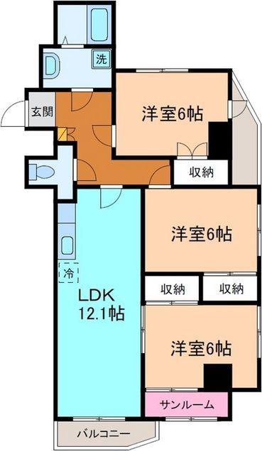 ハビタ2000(3LDK/7階)の間取り写真