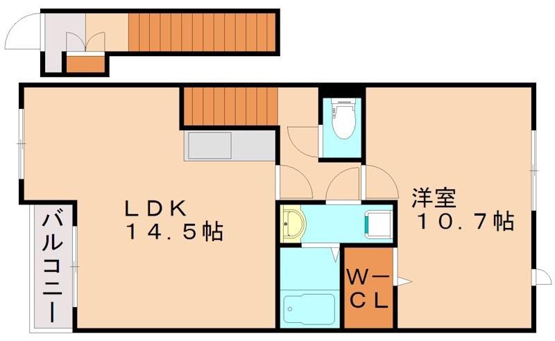 クレールB(1LDK/2階)の間取り写真