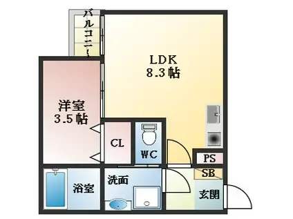 ALEGRIA道明寺II(1LDK/2階)の間取り写真