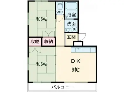 メロディハイツ下村 II棟(2LDK/3階)の間取り写真