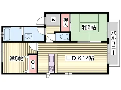 マインドハイツ辻井B(2LDK/1階)の間取り写真