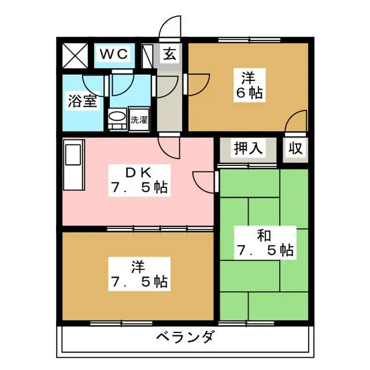 プリベールカデット十日市場 3階階 間取り